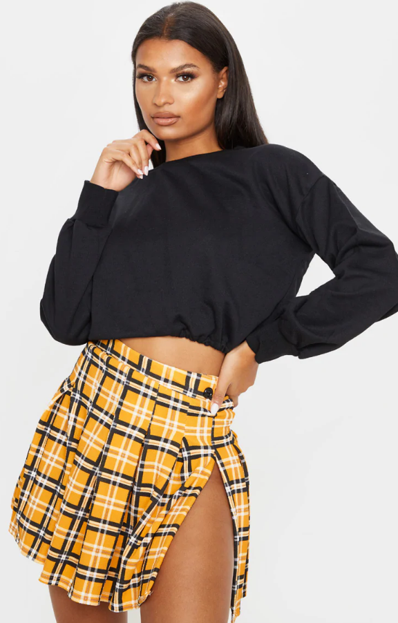 High Waist Zipped Pleated Skirt