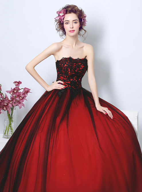 red wedding dress