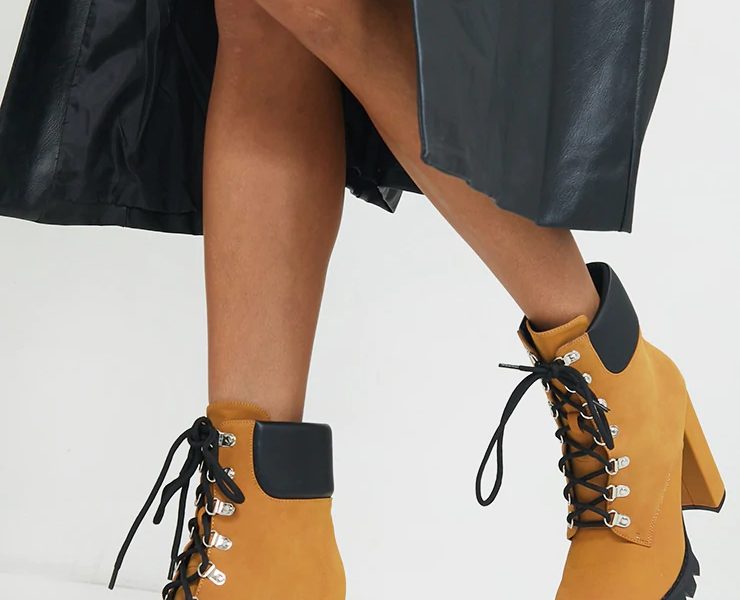 LACE UP HEELED ANKLE BOOTS