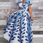 Peacock Print Empire Waist Maxi Dress Ladies Elegance